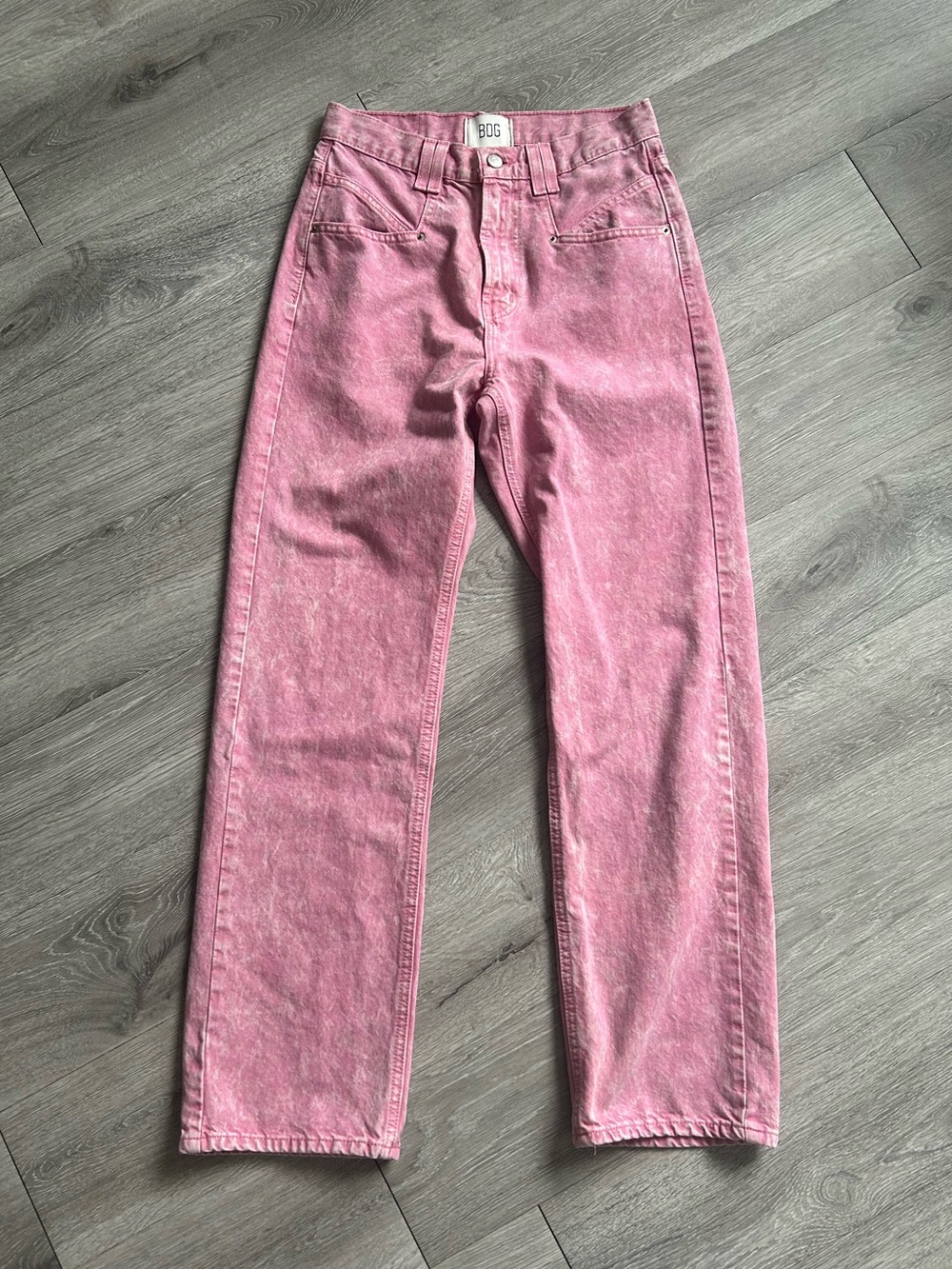 BDG Pink Acid Wash Straight Leg Jeans 28
